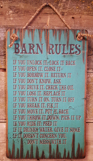 Western Wall Sign: Barn Rules