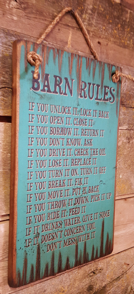 Western Wall Sign: Barn Rules