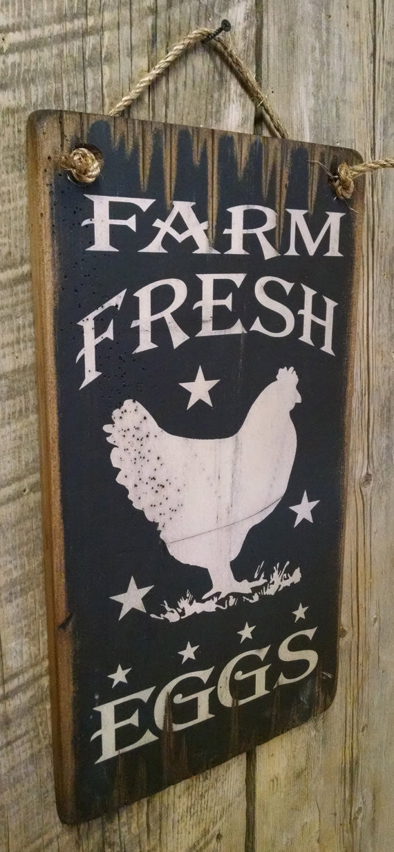 Western Wall Sign Barn: Farm Fresh Eggs Left Side