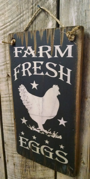 Western Wall Sign Barn: Farm Fresh Eggs Right Side