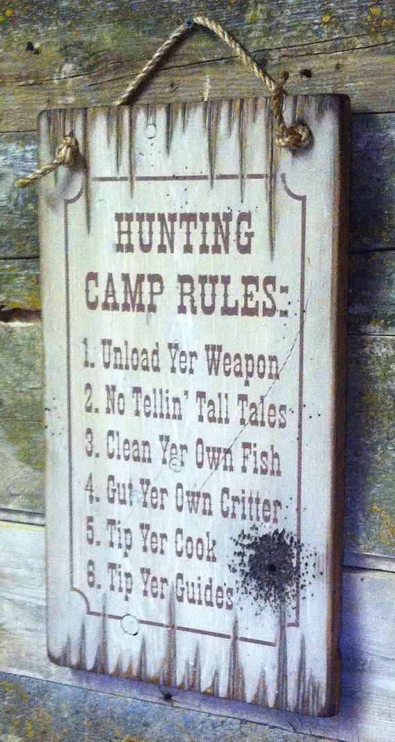 Western Wall Sign Home: Hunting Camp Rules Right View