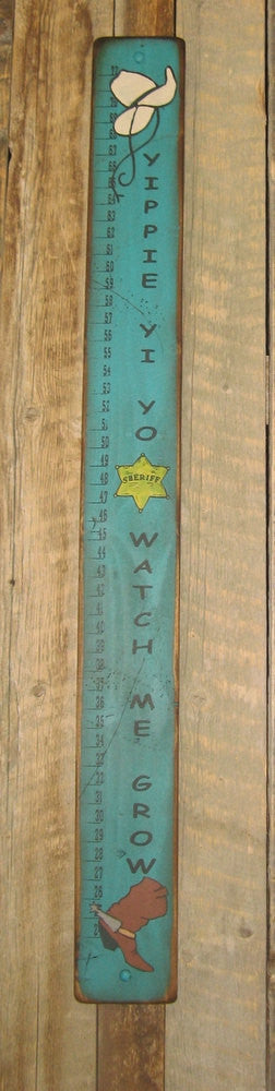 Western Wall Sign Home: Kids Measuring Stick Turquoise