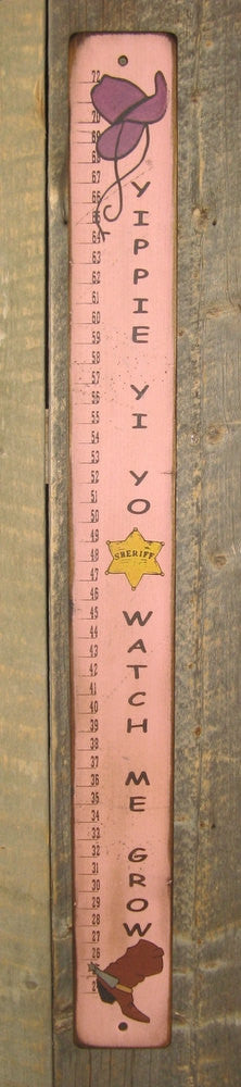 Western Wall Sign Home: Kids Measuring Stick Pink