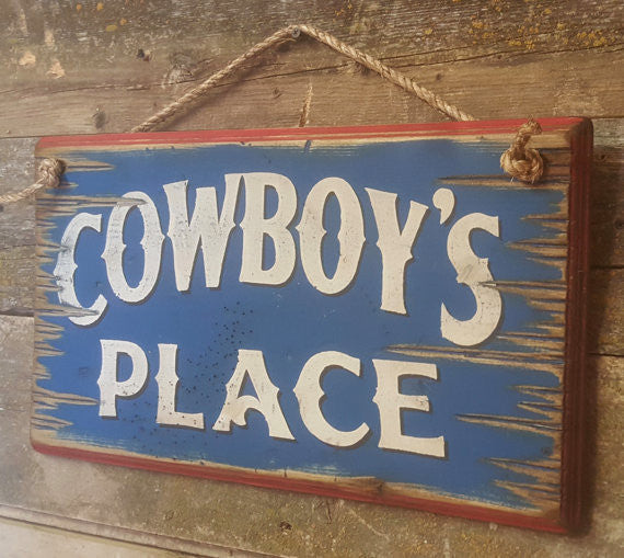 Western Wall Sign Home: Cowboy's Place Small