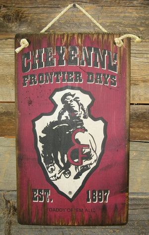 Western Wall Sign Rodeo: Cheyenne Frontier Days Burgundy