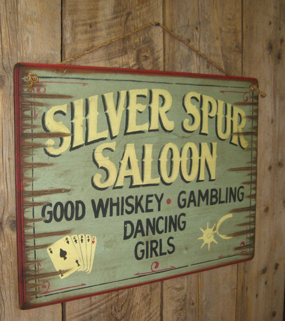 Western Wall Sign: Silver Spur Saloon Left View