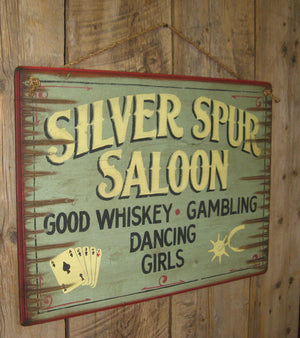 Western Wall Sign: Silver Spur Saloon Left View