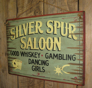 Western Wall Sign: Silver Spur Saloon Right View