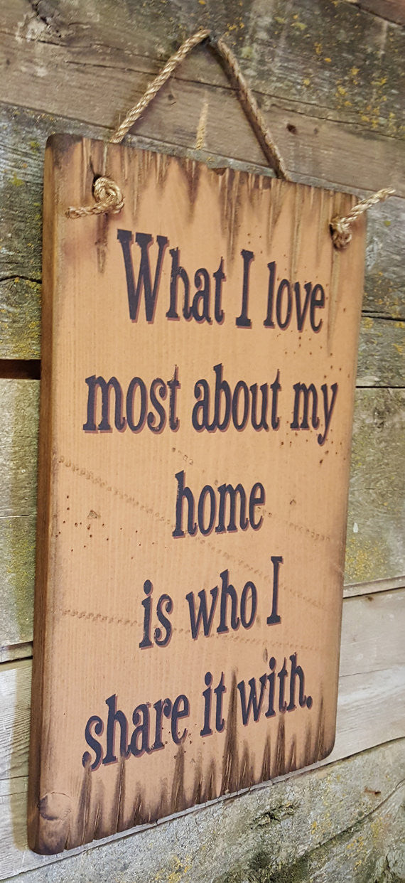 Western Wall Sign Home: What I Love Most About My Home Is Who I Share It With
