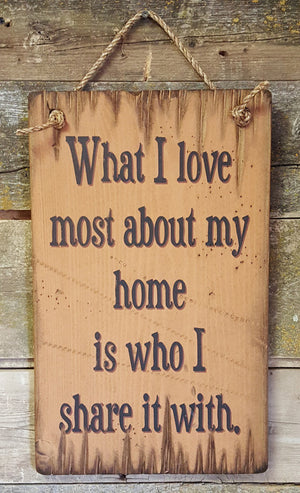 Western Wall Sign Home: What I Love Most About My Home Is Who I Share It With