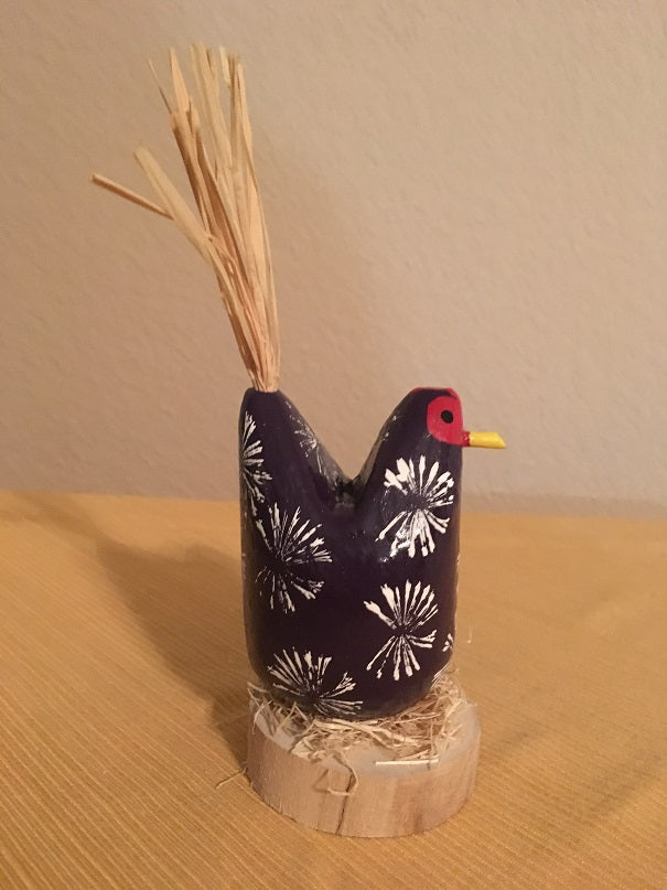 Edith John Small Hand Carved Nesting Chicken Purple Side