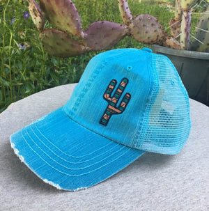 Original Cowgirl Cap Cactus on Aqua