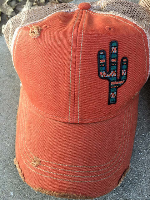 Original Cowgirl Cap Cactus on Rusty Orange