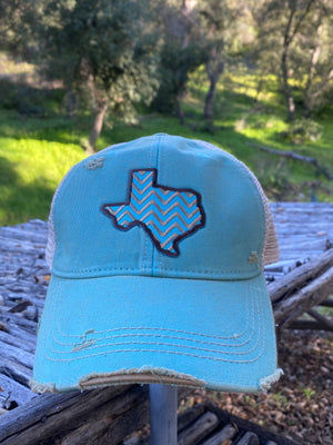 Original Cowgirl Clothing Ball Cap Texas Chevron Turquoise #2702022A