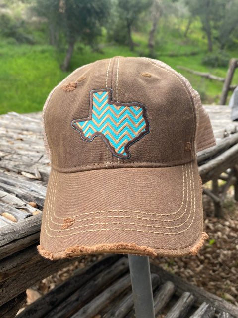 Original Cowgirl Clothing Ball Cap Texas Chevron Turquoise #2702022A