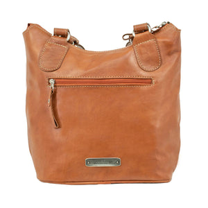 American West Handbag Zip Top Bucket Tote Natural Tan Back #4415869