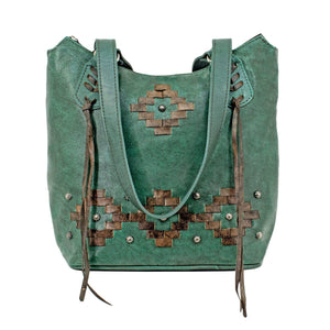 American West Handbag Zip Top Bucket Tote Light Turquoise #4478869