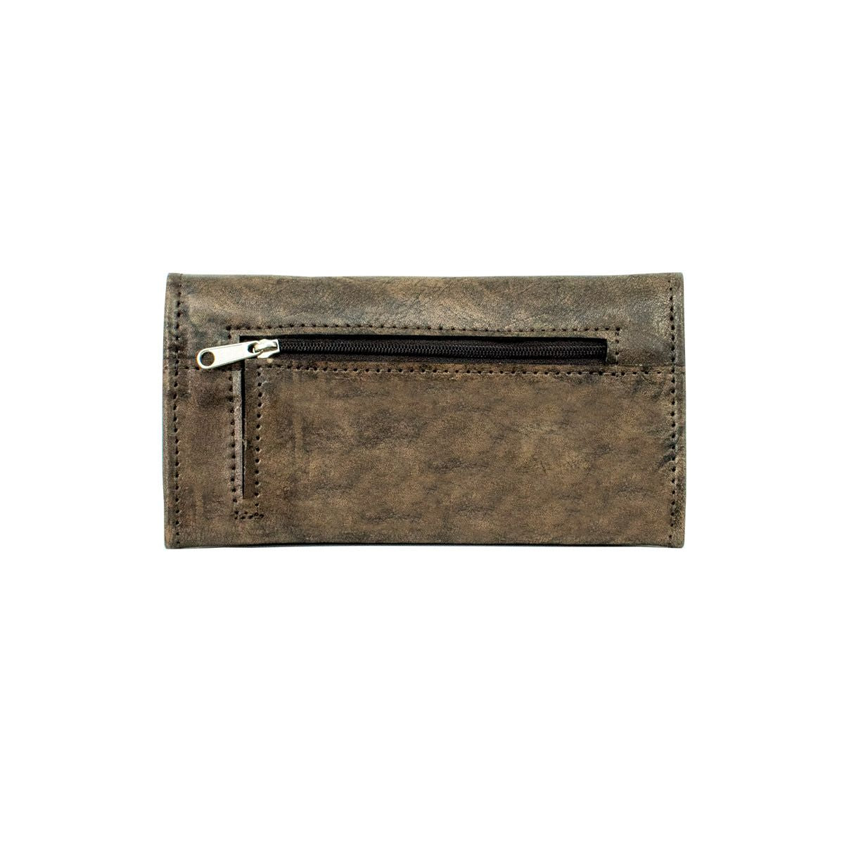 American West Tribal Weave Tri-Fold Wallet Distressed Charcoal Back #4483282