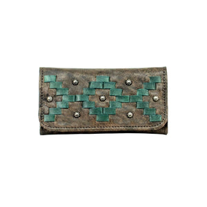American West Tribal Weave Tri-Fold Wallet Distressed Charcoal #4483282