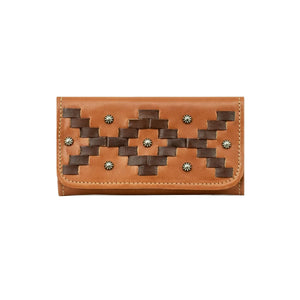 American West Tribal Weave Tri-Fold Wallet Golden Tan #4415282