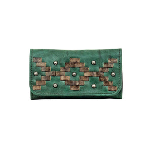 American West Tribal Weave Tri-Fold Wallet Turquoise #4478282