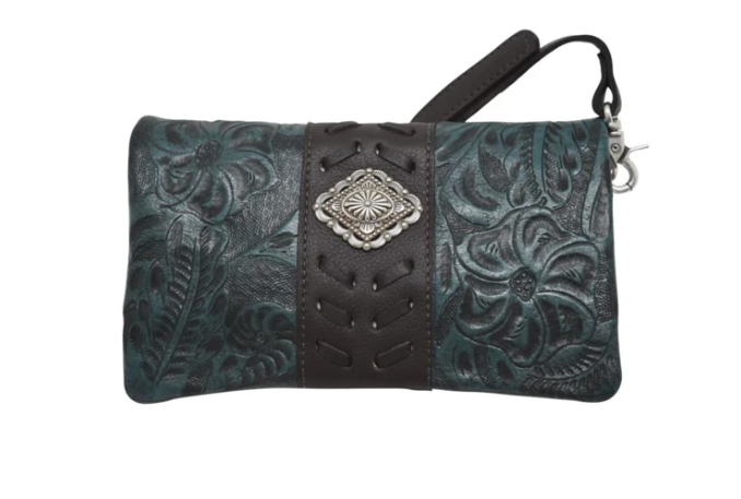 American West Grab and Go Foldover Crossbody Dark Turquoise