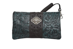 American West Grab and Go Foldover Crossbody Dark Turquoise