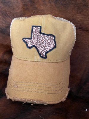 Original Cowgirl Clothing Ball Cap Texas Leopard Spicy Mustard