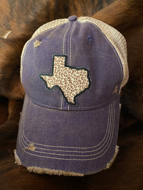 Original Cowgirl Clothing Ball Cap Texas Leopard Purple Rush