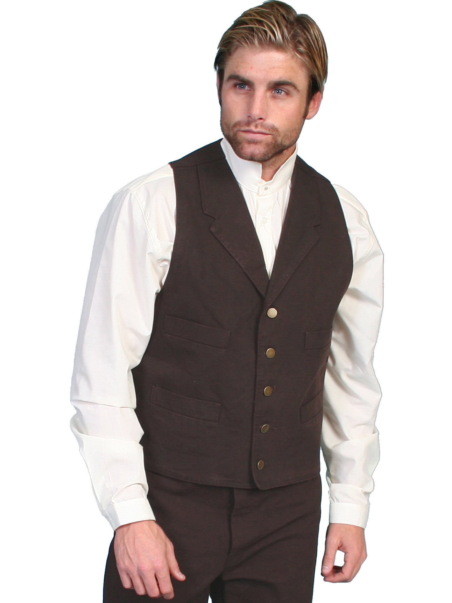 Scully Mens Rangewear Old West Vest Canvas Walnut