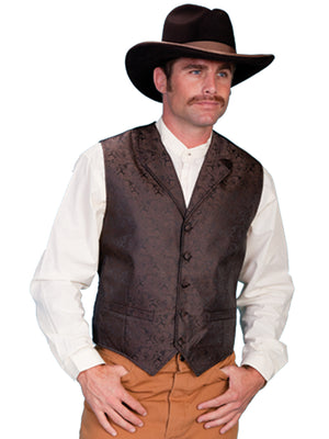 Scully Mens Old West Rangewear Vest Notched Lapels Brown