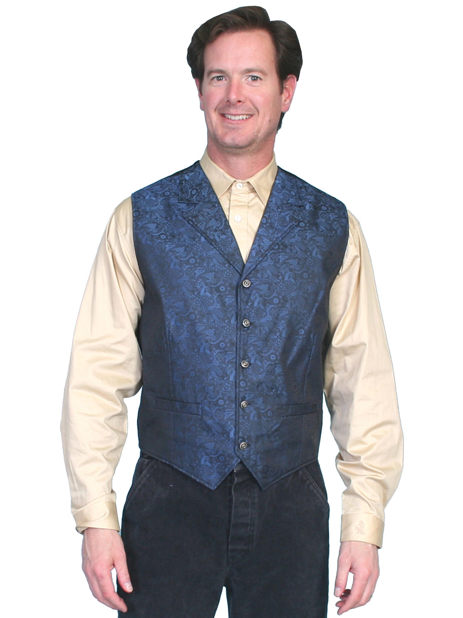 Scully Mens Rangewear Old West Vest Classic Blue