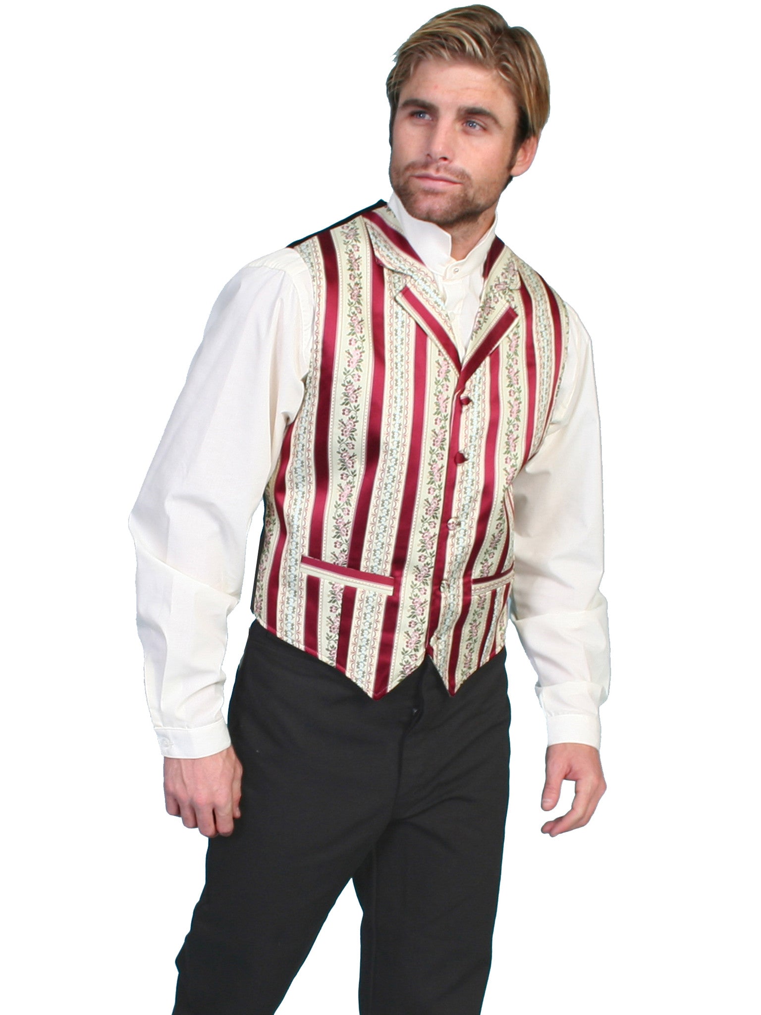 Scully Mens Rangewear Old West Vest Barbershop Stripe