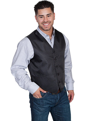 Scully Men's Old West Rangewear No Lapel Diamond Dot Vest Black Side