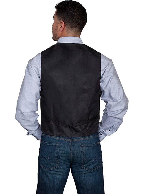 Scully Men's Old West Rangewear No Lapel Diamond Dot Vest Black Back