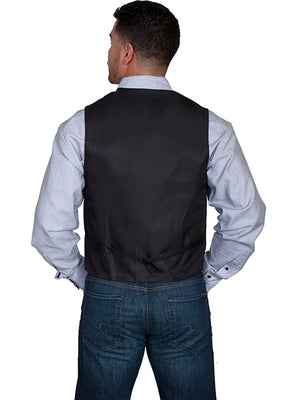 Scully Men's Old West Rangewear No Lapel Diamond Dot Vest Black Back