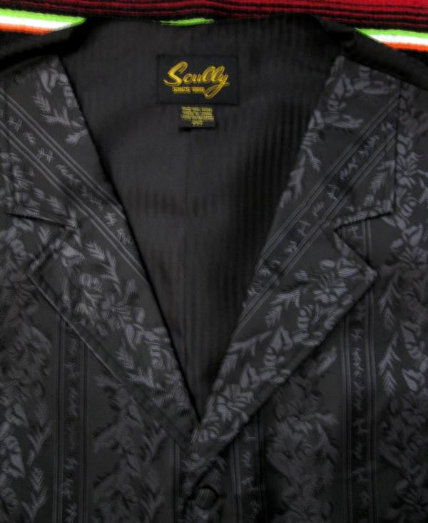 Scully Mens Rangewear Old West Vest Floral Stripe Black
