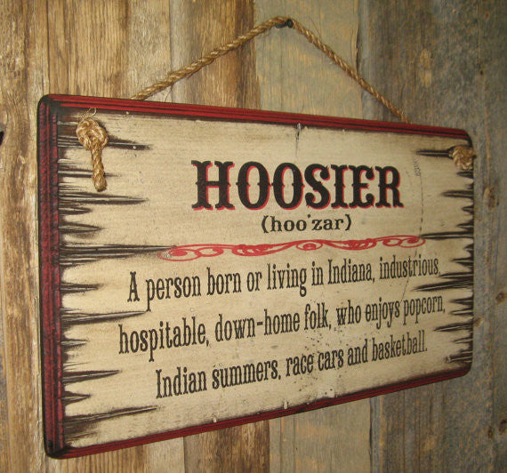 Western Wall Sign Indiana: Hoosier Left View