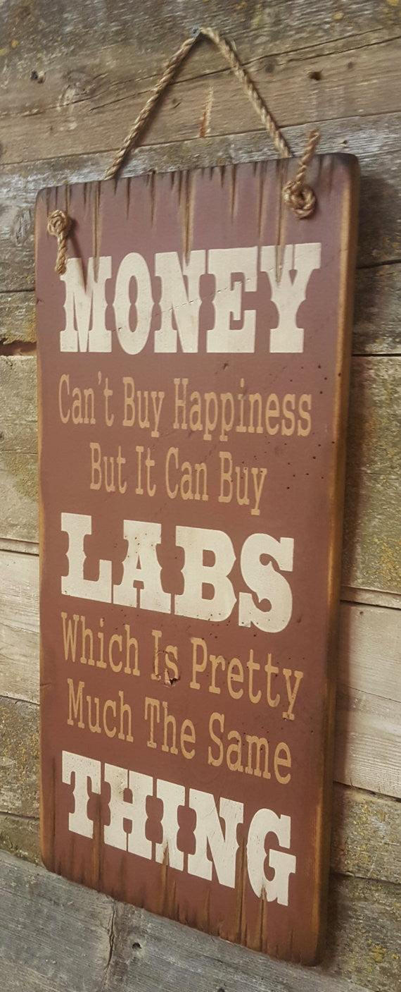 Western Wall Sign Money: Money Can't Buy Happiness But It Can Buy Labs
