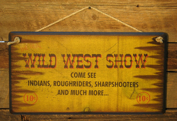 Western Wall Sign Vintage: Wild West Show Bright Yellow