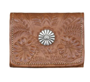 American West Handbag Tri-Fold Wallet with Concho Natural Tan #6715882