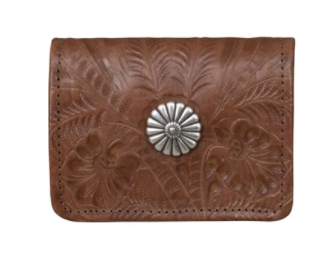American West Handbag Tri-Fold Wallet with Concho Light Brown #6765882