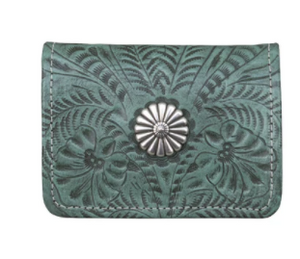 American West Handbag Tri-Fold Wallet with Concho Turquoise #6778882