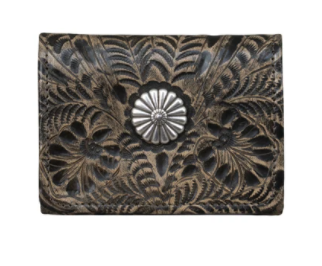 American West Handbag Tri-Fold Wallet with Concho Distressed Charcoal #6783882