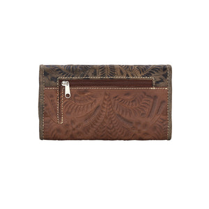 American West Handbag, Wildflower Desert Tri-fold Wallet Back Antique Brown