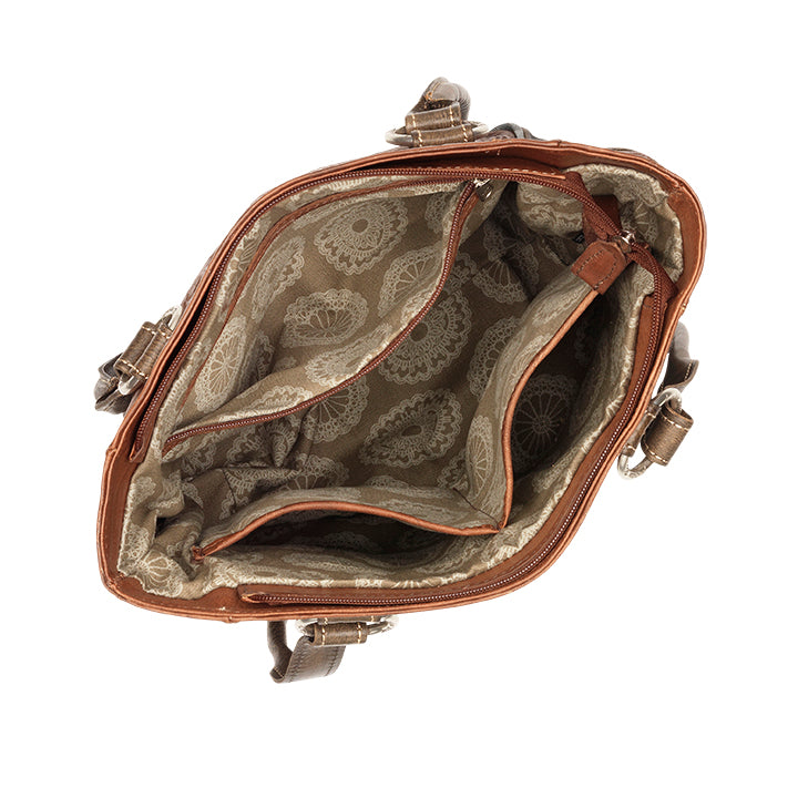 American West Handbag Wildflower Collection: Zip Top Shoulder Interior