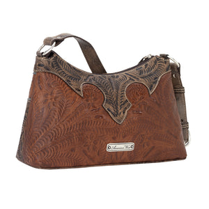 American West Handbag, Desert Wildflower Collection: Western Shoulder Bag Back Light Brown