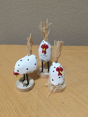 Edith John Hand Carved XSmall Chickens Assorted